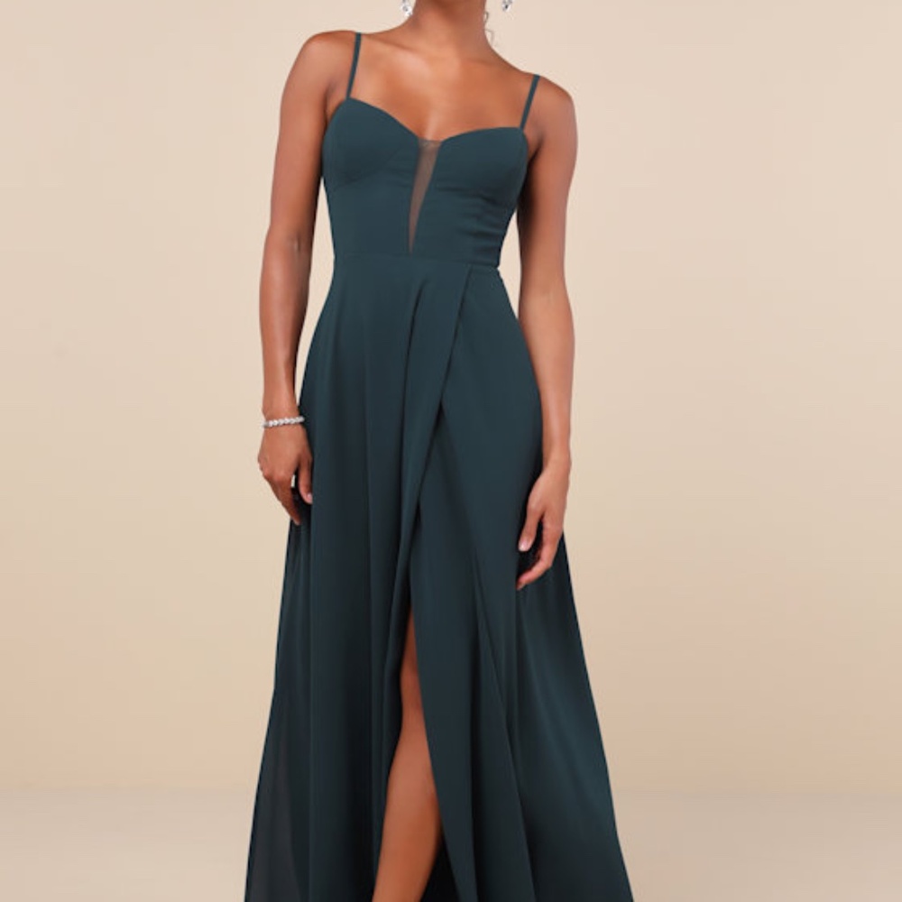 Lulus Stunning Grace Emerald Green Cutout A-line Maxi Dress - Size XS